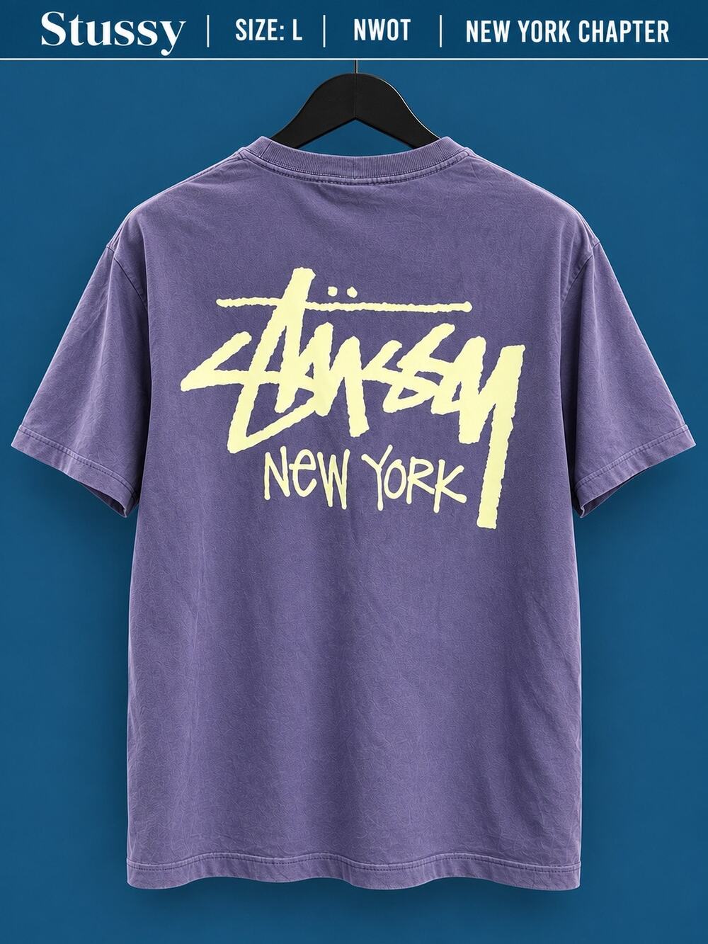 Stussy New York Chapter Tee Purple Lavender L NWOT